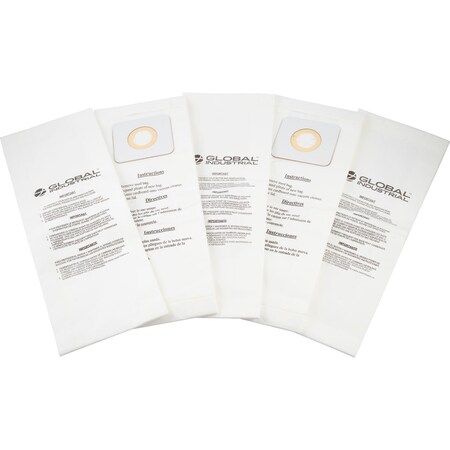 Global Industrial Replacement HEPA Disposable Dust Bags, for Upright Vacuum 641835, 5PK RP6700